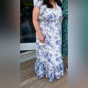 Express Blue and White Floral Maxi Dress
